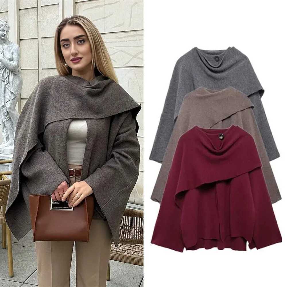 Women's Jackets Ladies Autumn Winter Jacket Women Casual Commuter Coat Knitted Loose Oversize Coat Asymmetric Elegant Split Chic Scarf Jacket C