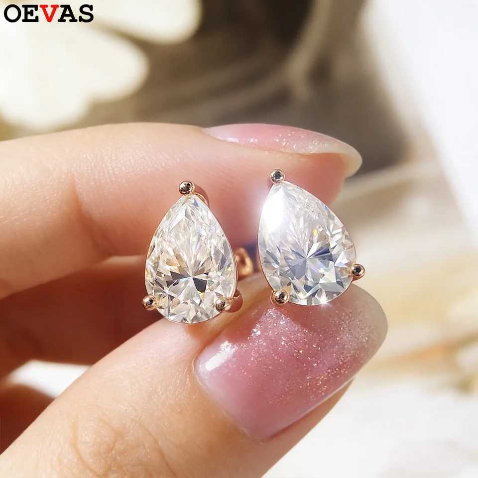 Stud OEVAS 0.5-4Carat Pear Cut Moissanite Stud Earrings 100% S925 Silver Waterdrop Lab Diamomd Ear Studs for Women Fine Jewelry Gift X260921