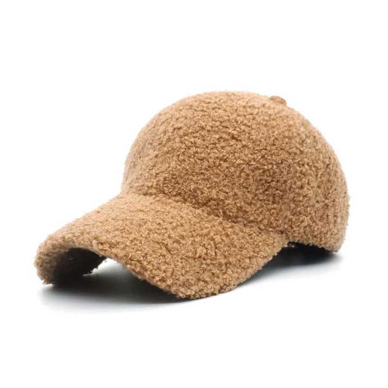 Baseball 1pc Men Women Sherpa Textured Hat Soft Fuzzy Plush Curved Brim Back Cap SolidTone Headpiece for Winter Outfit Matching M260921