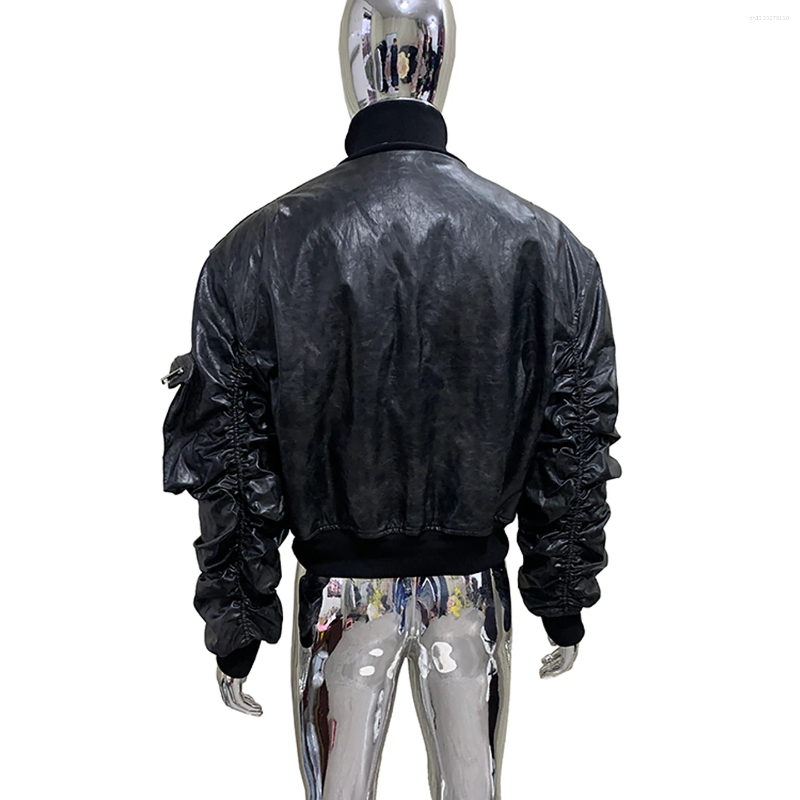 American Style PU Leather Jacket Men's Casual Loose Spring Vintage Stand Collar High-End Feeling Cool And Handsome