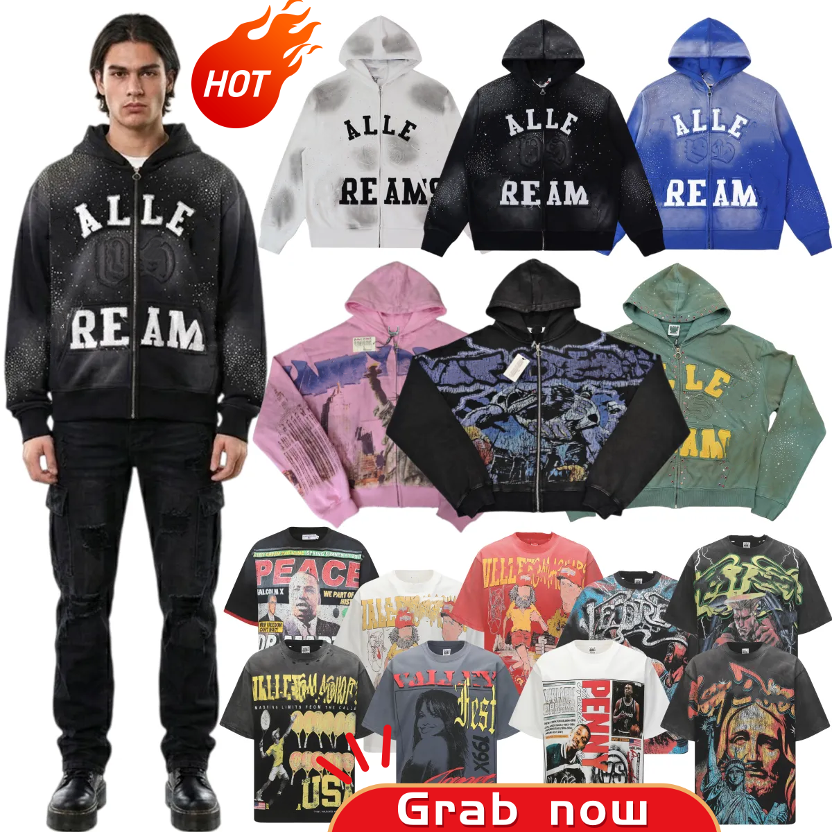 valle rêves à capuche pantalons de survêtement designer à capuche hommes hoodies designer hommes zip up à capuche pull à capuche y2k sweat hommes