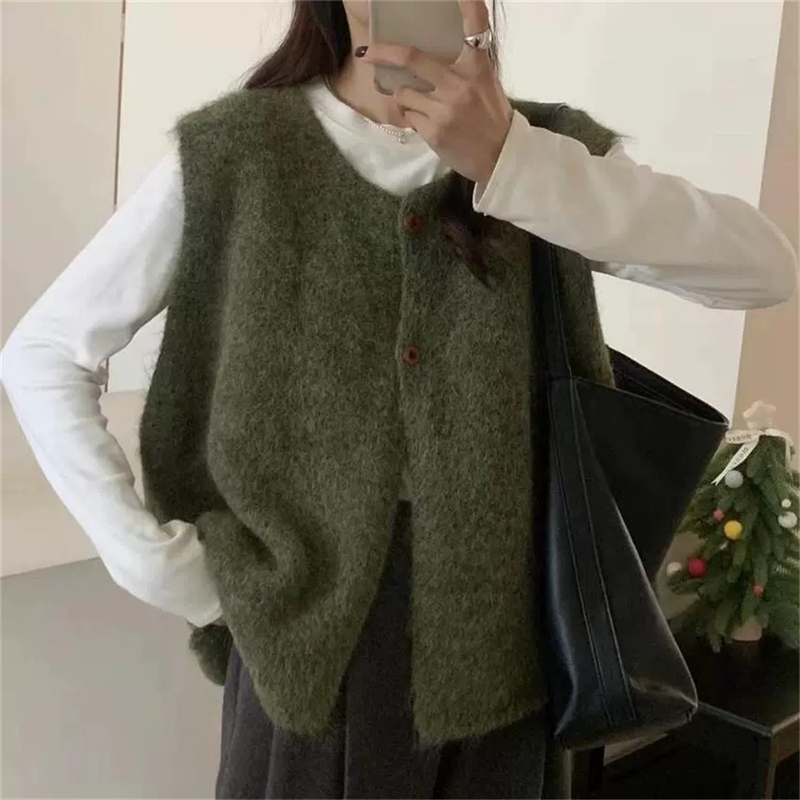 2025 Korean Casual Sweater Women Vest O Neck Solid Short Waistcoat Preppy Style Knitted Jacket Fashion Autumn Women's y260915