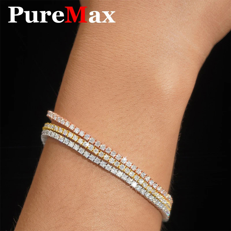 2 3 4mm Moisssanite Tennis Bracelet Original 925 Sterling Silver Jewelry Moisssanite Diamond Tennis Chain for Women Men 260918