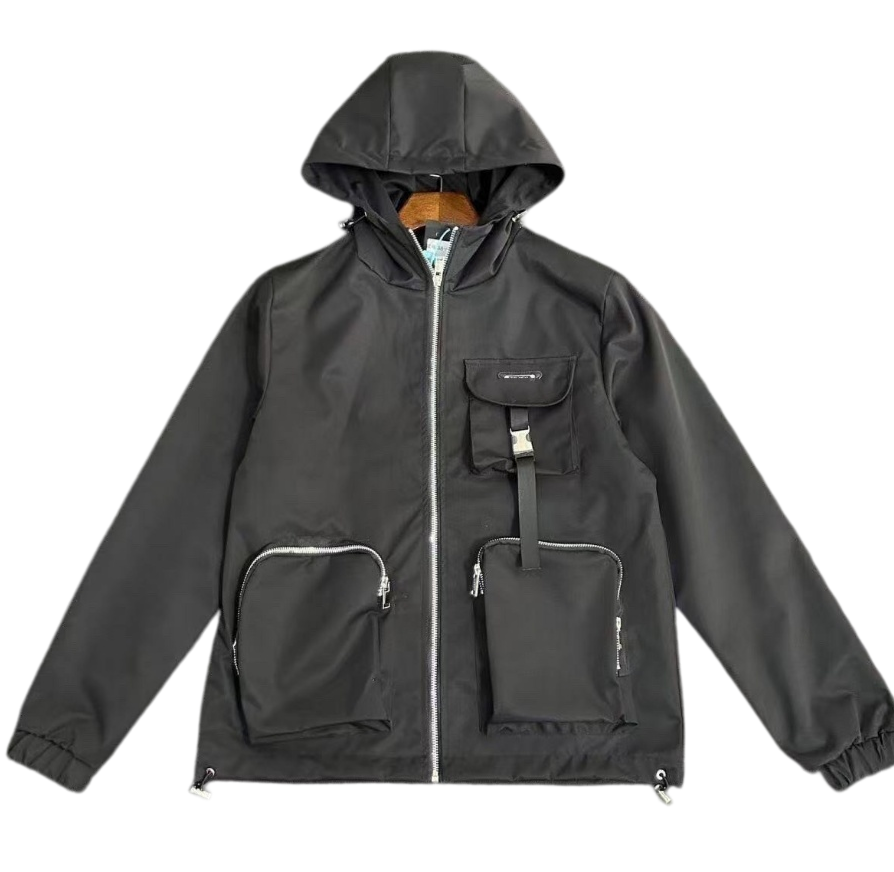 Luxury Designer Men Hooded Jackets Windproof Spring/Autumn Comfortable Warm Zipper Coats Hood Multi-pocket Casual Fashion Tops Clothes for Daily Out