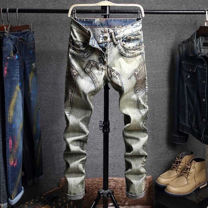 Jeans Autumn Men's and Spring Fashion Trend American Vintage Sports Straight Leg Jeans Men's Casual Comfortable Elastic High Quality Pants