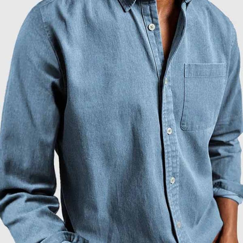 Designer Style Nouvelle Arrivée Haute Qualité Coton Lavé À Manches Longues Chemise Boutonnée Solide Chemise De Poche Décontractée Coupe Régulière