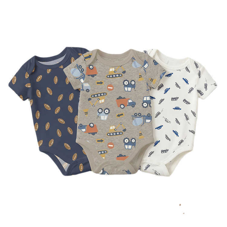 Baby shortsleeve romper with print summer thin pure cotton newborn jumpsuit baby clothing available for mixed batch orders and samples Q260919