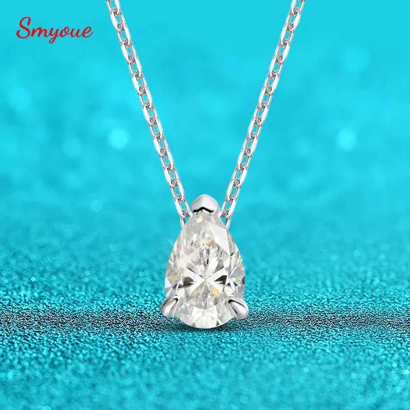 Pendant Necklaces Smyoue Certified 1CT 2CT Pear Cut D VVS1 Moissanite Necklace for Women 18k Gold Plated Jewelry 100% Sterling Silver 925 Pendant X2