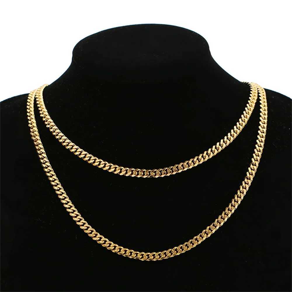 Pendant Necklaces Hip Hop 4mm Curb Cuban Link Chains Gold Silver Color Stainless Steel Chain Necklaces For Men Women Vintage Jewelry Gift 2025 X2609
