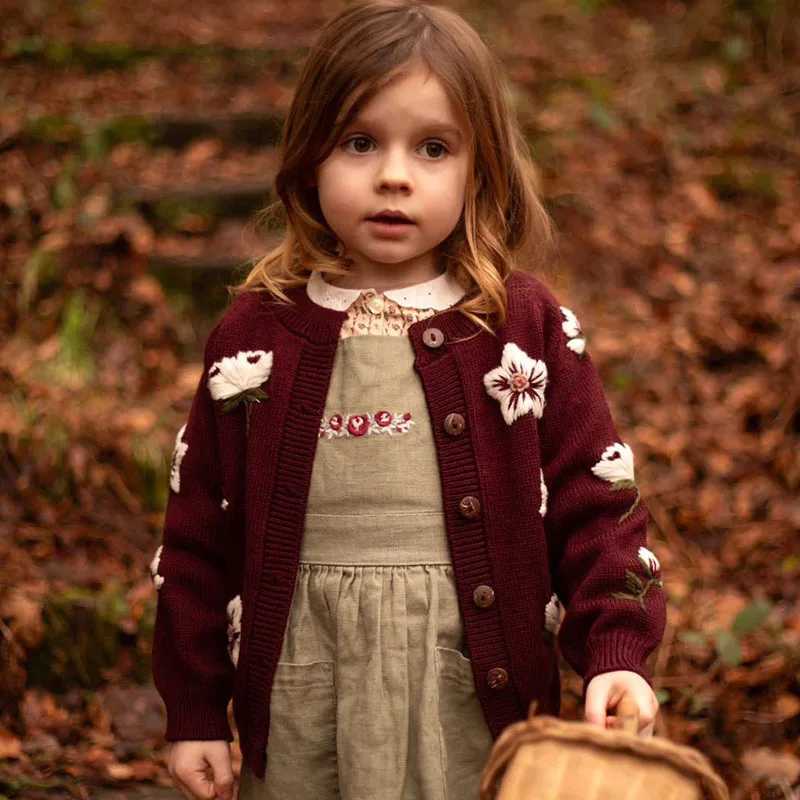 Winter Pullover 2025 Children's New Heavy Industry Hand Embroidered Long Sleeve Wool Warm Coat C260921