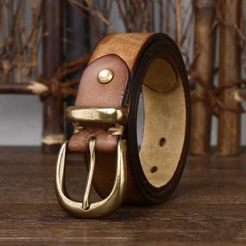 Belts 3.3cm Fashion Genuine Leather Pin Buckle Men's Belt Retro Korean Pure Cowhide Jeans Belts for Women Luxury Designer Cowboy Q260921