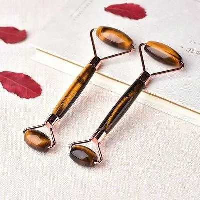 eye Face Massager Natural tiger stone health care massage roller bar beauty face roller agate jade double head roller N260921