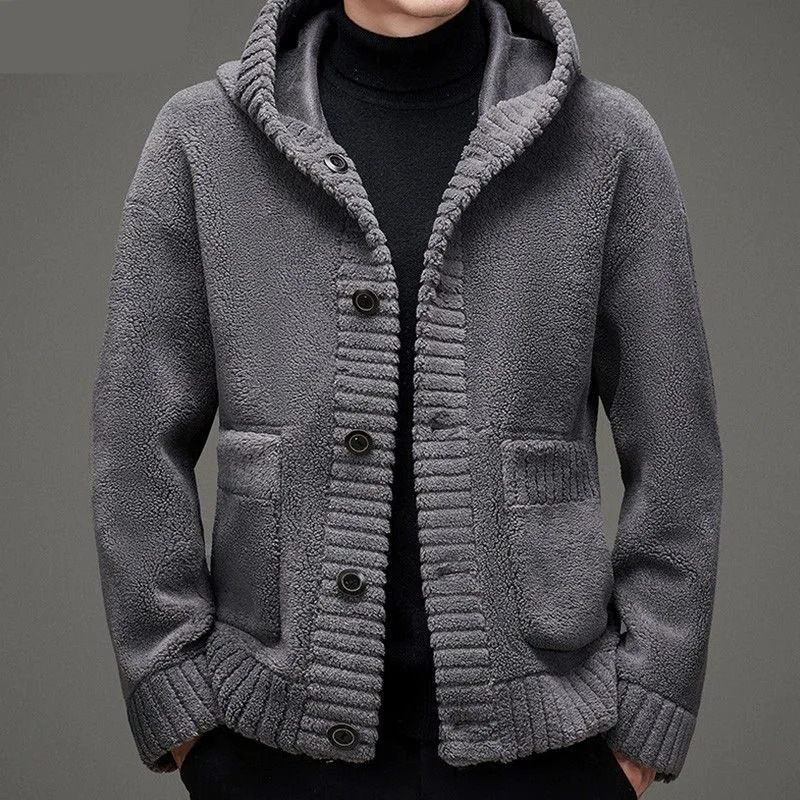 Autumn and Winter Fashion Trend Solid Color Thick Warm Lamb Wool Jacket For Mens Casual Loose Sports Plus Size M4XL 260922