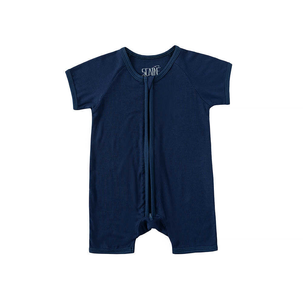 Baby romper breathable summer infant jumpsuit solid color shortsleeved zipup romper children's clothing onesie Q260919