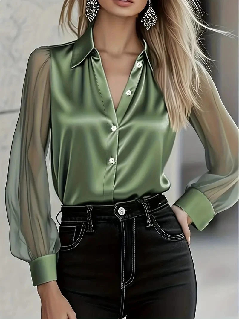 Autumn light y high-end long-sleeved versatile age-reducing satin shirt for women 260921