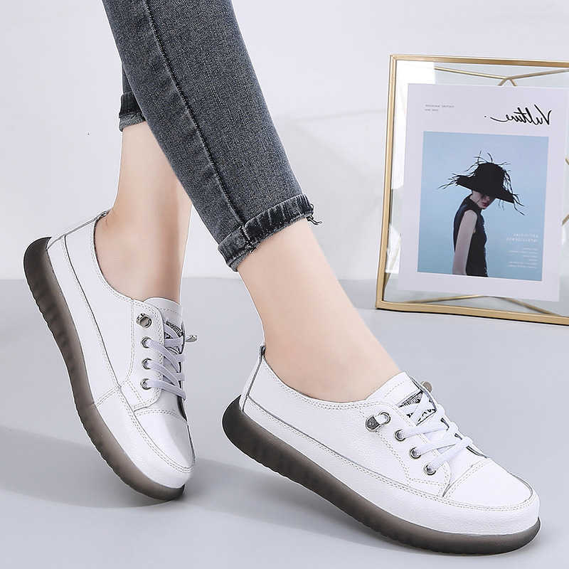 Summer Casual Shoes Genuine Leather Outdoor Walking Vulcanized Shoes Women Soft Sole Jogging Sneakers Woman Flat Trainers Fitness Footwear D260922