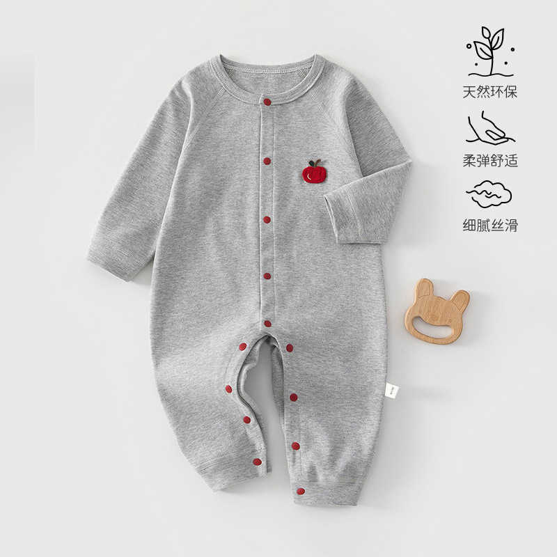 Anyang Infant and Children's Clothing Newborn Clothes for All Seasons Solid Color Seamless Romper Baby OnePiece Outfit Class A Pure Cotton Jump