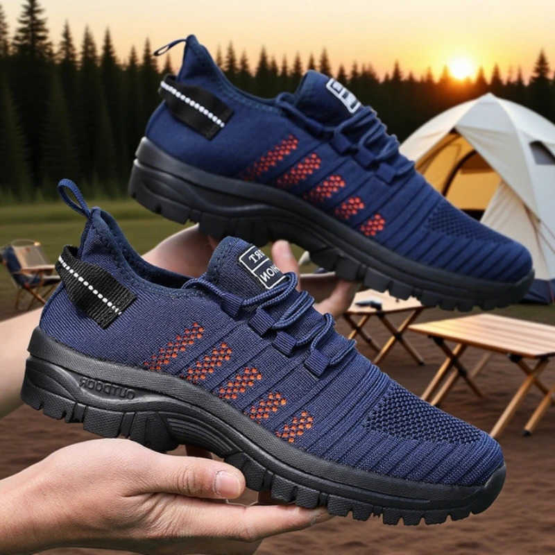 Sneakers Casual Shoes Mesh Men's fashionable Lightweight Breathable Knit Upper Casual Runs Shoes 2025 Stylish Fitness Footwear Designer Shoes D