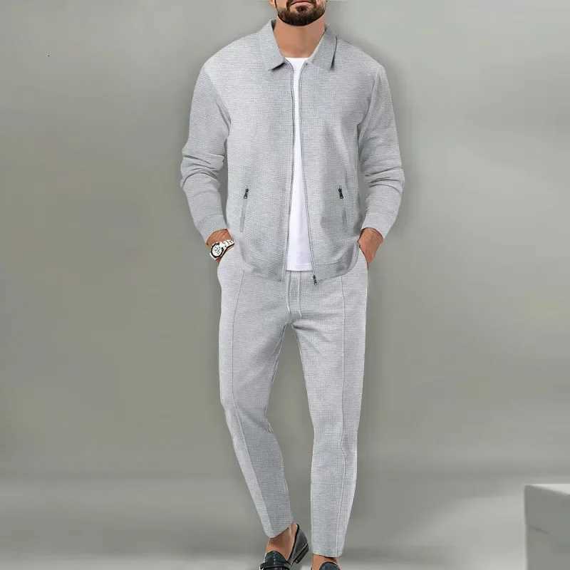 Cardigan Slim Men's Tracksuits Men's Suit Mens Clothes Tracksuit Men Shirts Sweatpants 2025 Coat Men's Autumn Youth Waffle Zipper Poc