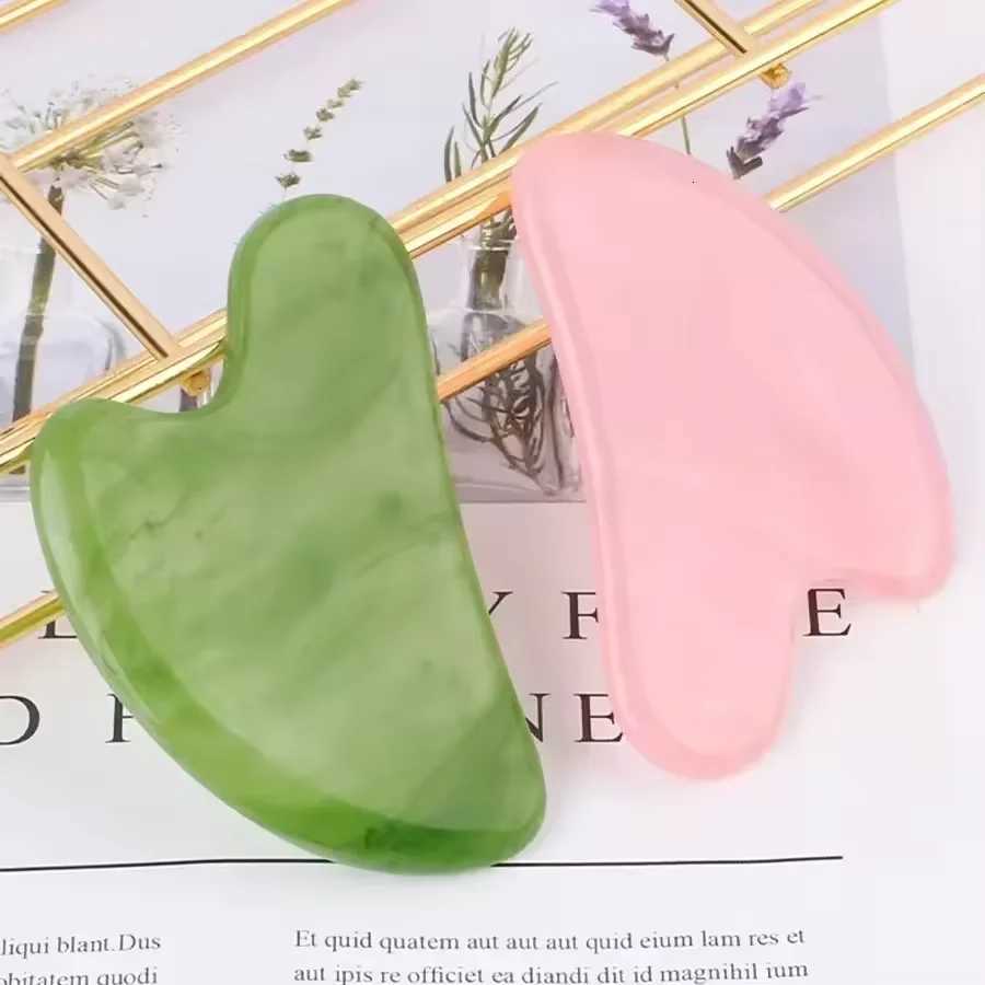 Massage Face Sha Massager Gua Board Natural Resin Jade Stone for Face Rose Pink Guasha Facial Massager Scrapers Tools for Face Neck Back Body N26092