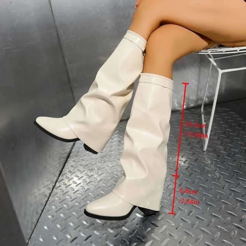 Designer Women's Boots 2026 Boots New Pointed Toe Long Tube Boots Metal Buckle Chunky Heel Pants Boot Women's Fashion Winter Boots Large S