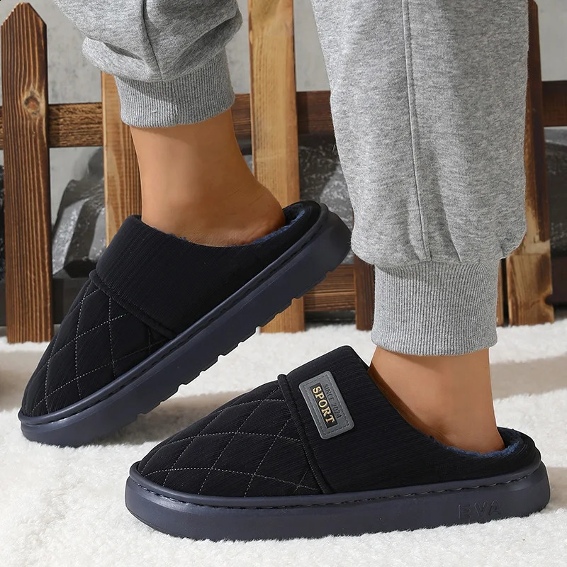 Men's Cotton Slippers Winter 2025 Style Home Use Non-Slip Indoor Warm Couple Waterproof Slippers Autumn 260921