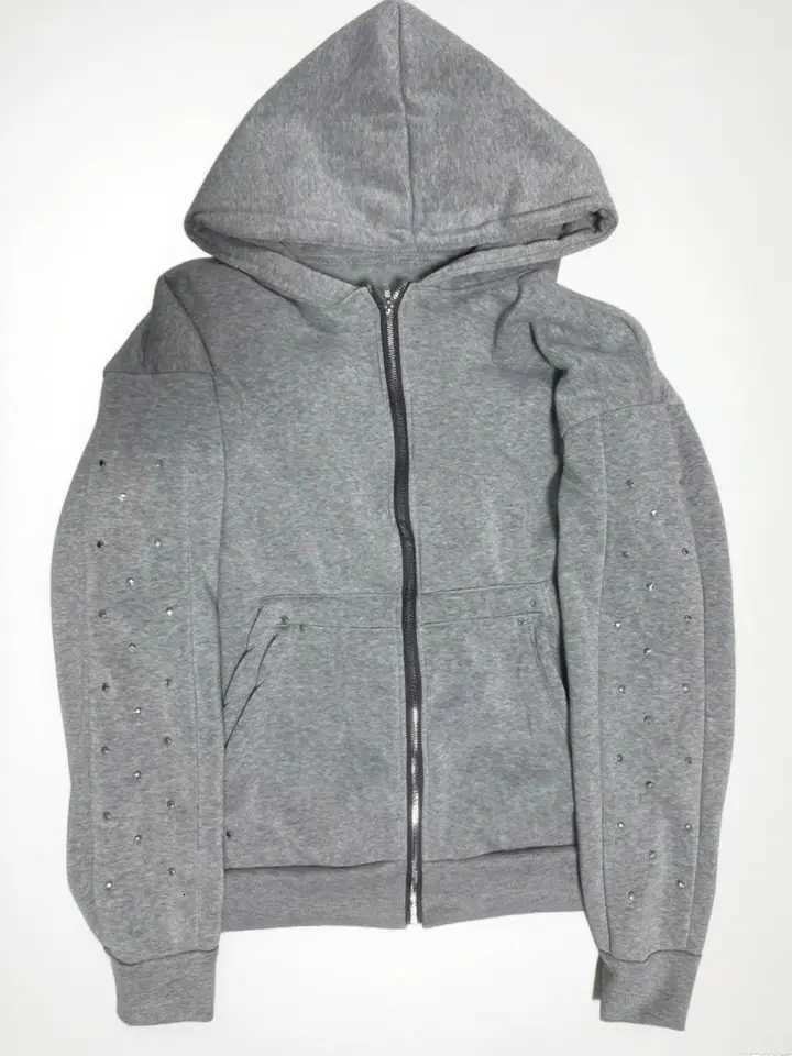 Men's Hoodies Sweatshirts New casual American fashion solid color high street hoodie cardigan jacket nail decoration hoodie couple style J26092
