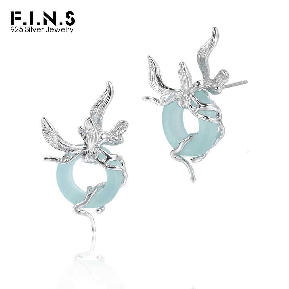 Stud F.I.N.S Original Orchid S925 Sterling Silver Stud Earrings Iris Hollowed Round Stone Piercing Ear Party Fashion Fine Jewelry X260921