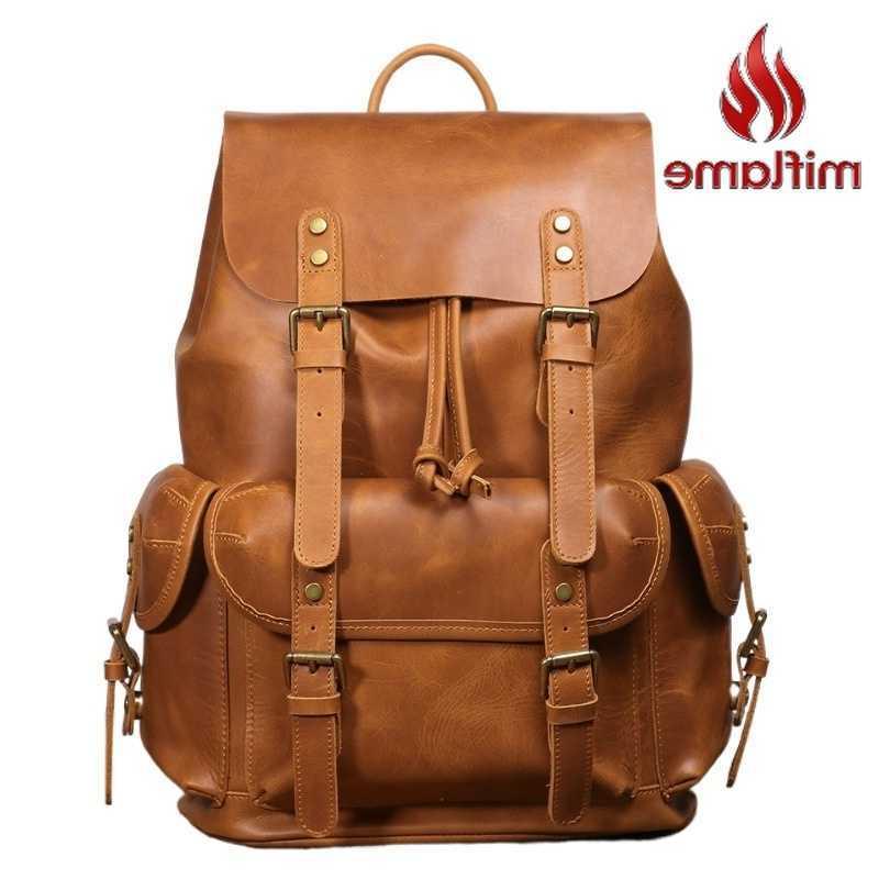 Genuine Backpack Handmade Style Vintage Cowhide Leather Backpack for Men Travel School College Casual Stylish Unique H260922