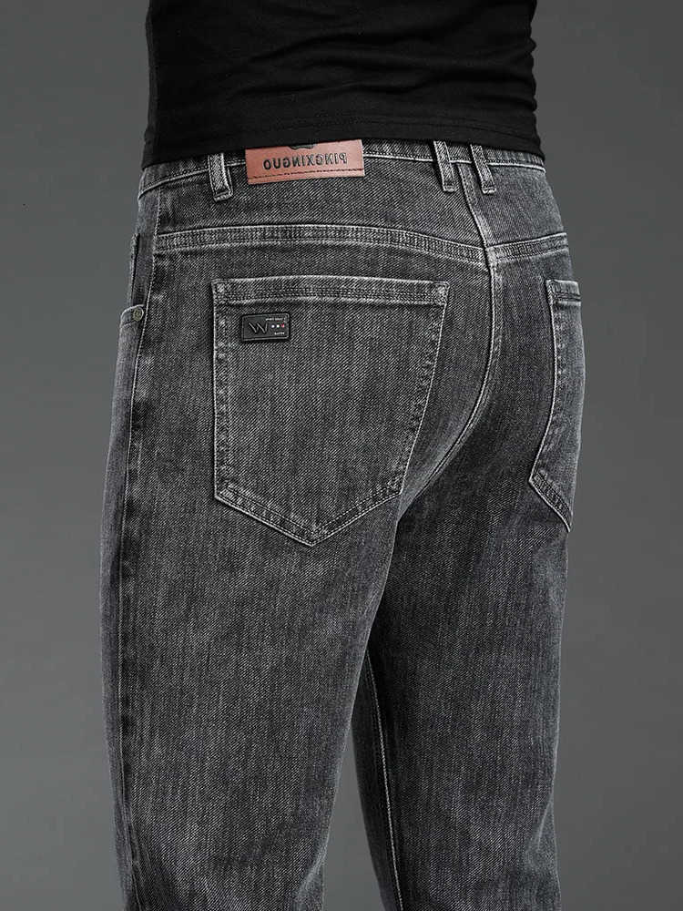 2026 Men's Jeans New Autumn Men's Stretch Slim Jeans Straight Leg Casual Denim Trousers Male Business High Quality Classic Blue Gray Black