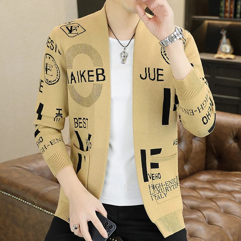 High end Print knitted cardigan Sweater men's Spring Autumn Exquisite Printing Fashion Casual knit Coat 260918