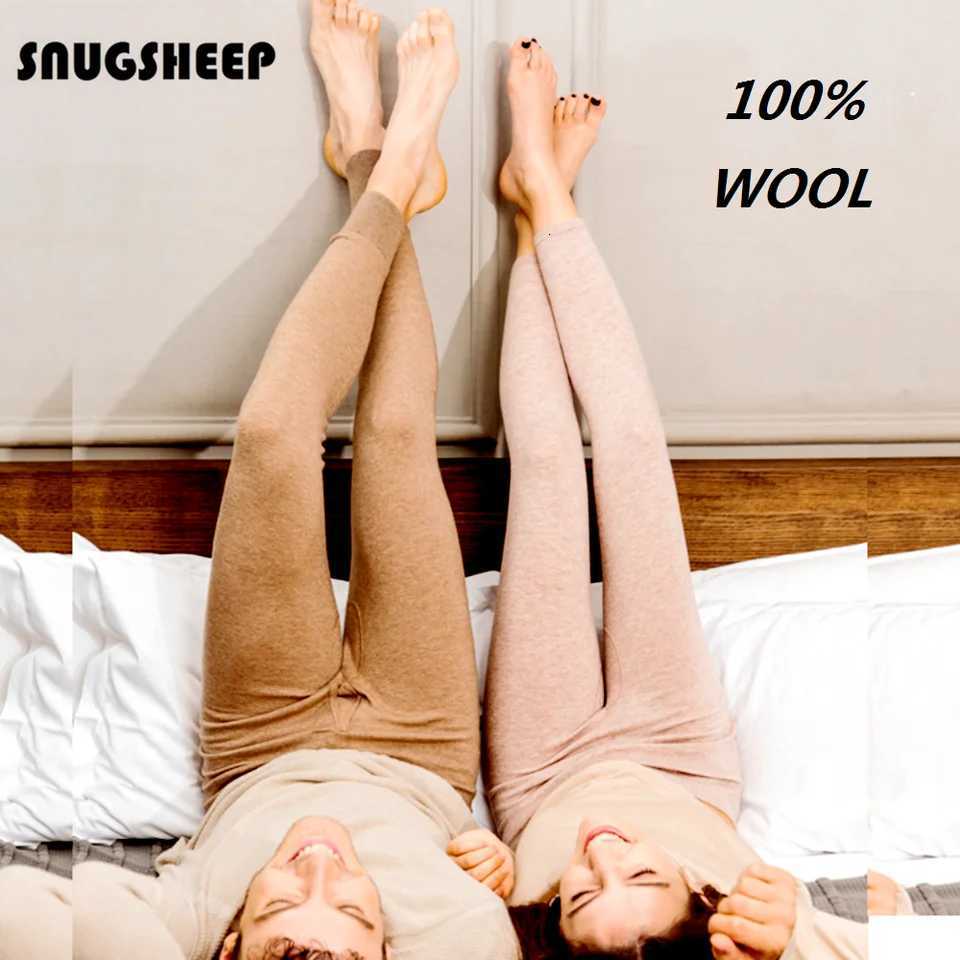 Thermal Underwear Women's 100% merino wool thermal underwear men winter tights women leggings pants for mens warm long johns womens thick panty