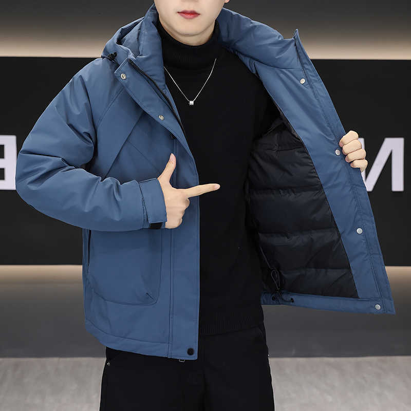 Warm Men's Down Parkas Casual Hooded 90% White Duck Down Jackets Winter Solid Color Windproof Wear Top Puffer Coat Outdoor Thicken Parkas Cloth