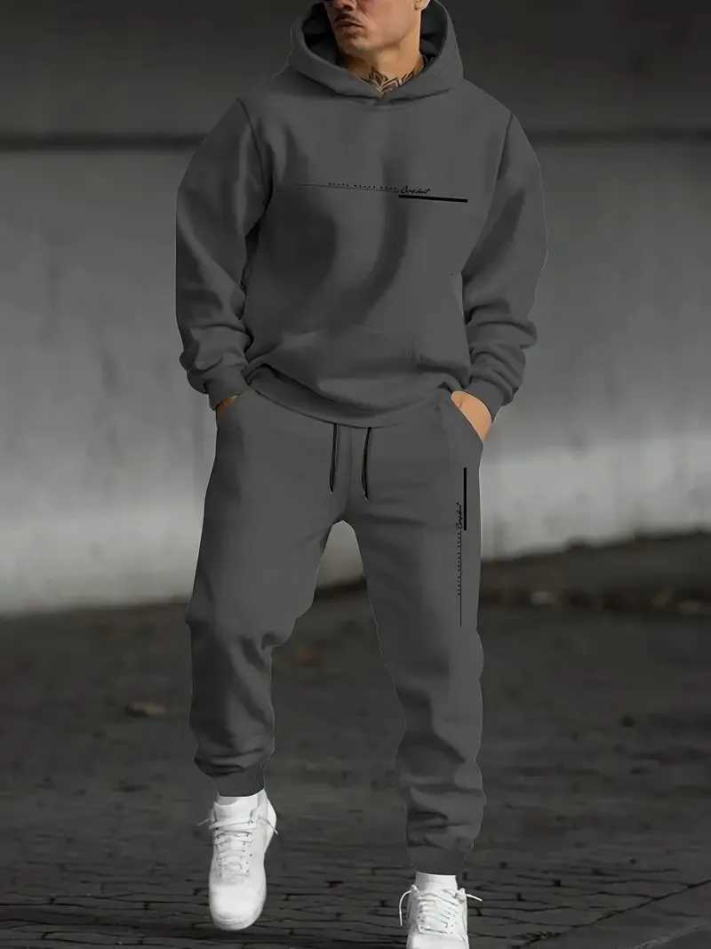 Tracksuits The new Men's men's set for Spring and Autumn 2025 features a casual fashionable soft and comfortable 3D letter pattern print J
