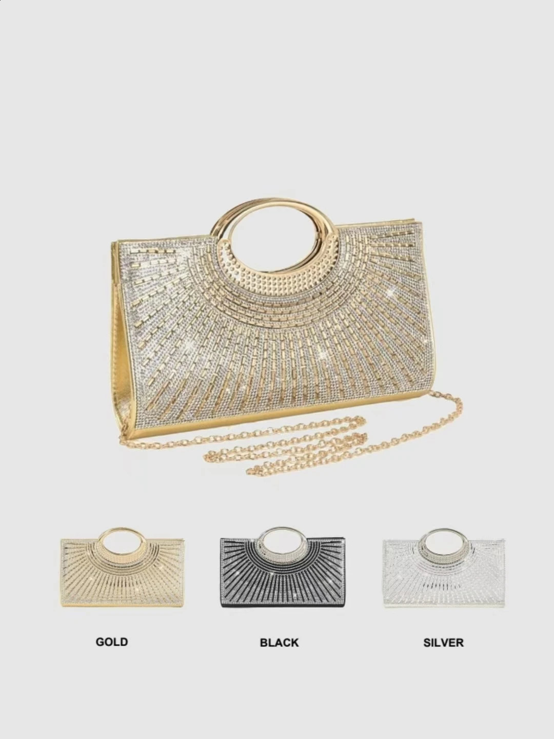 Women's Dinner Bag European and American Retro Big Ring Clutch Advanced Texture Diamond Flash Bridal Dinner Bag 260921