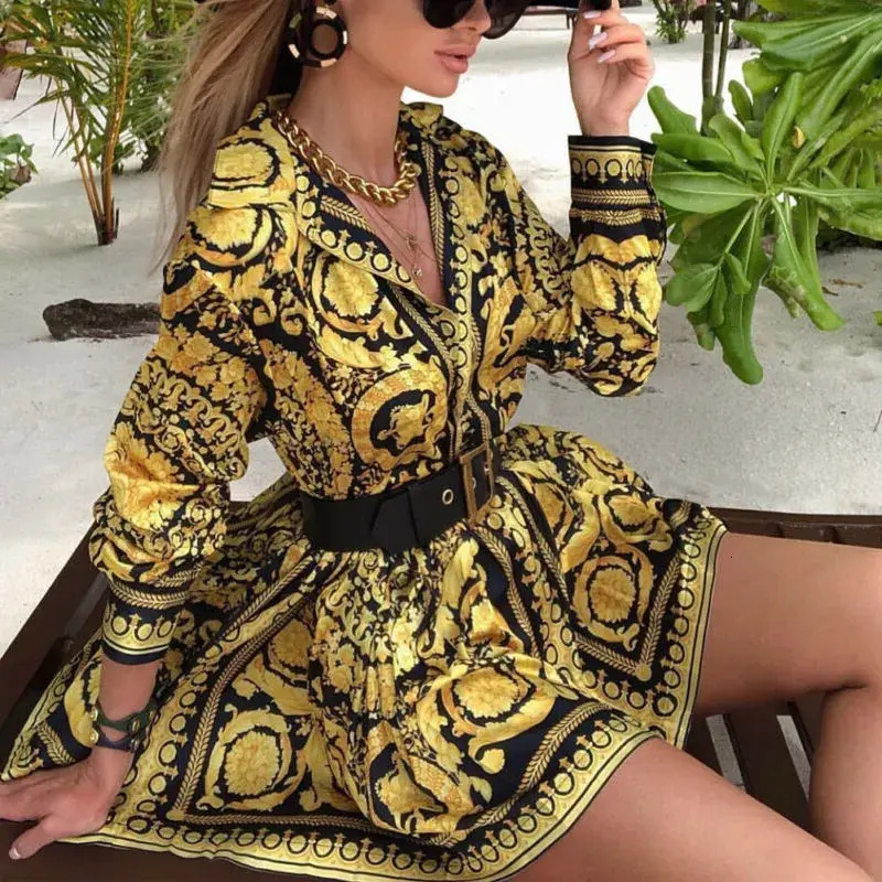 Women Casual Dress Women Casual Dress Everyday everyday Designer Printed Lace Everyday Up Luxury Long Sleeved Shirt Dresses Women's Shirts Tops