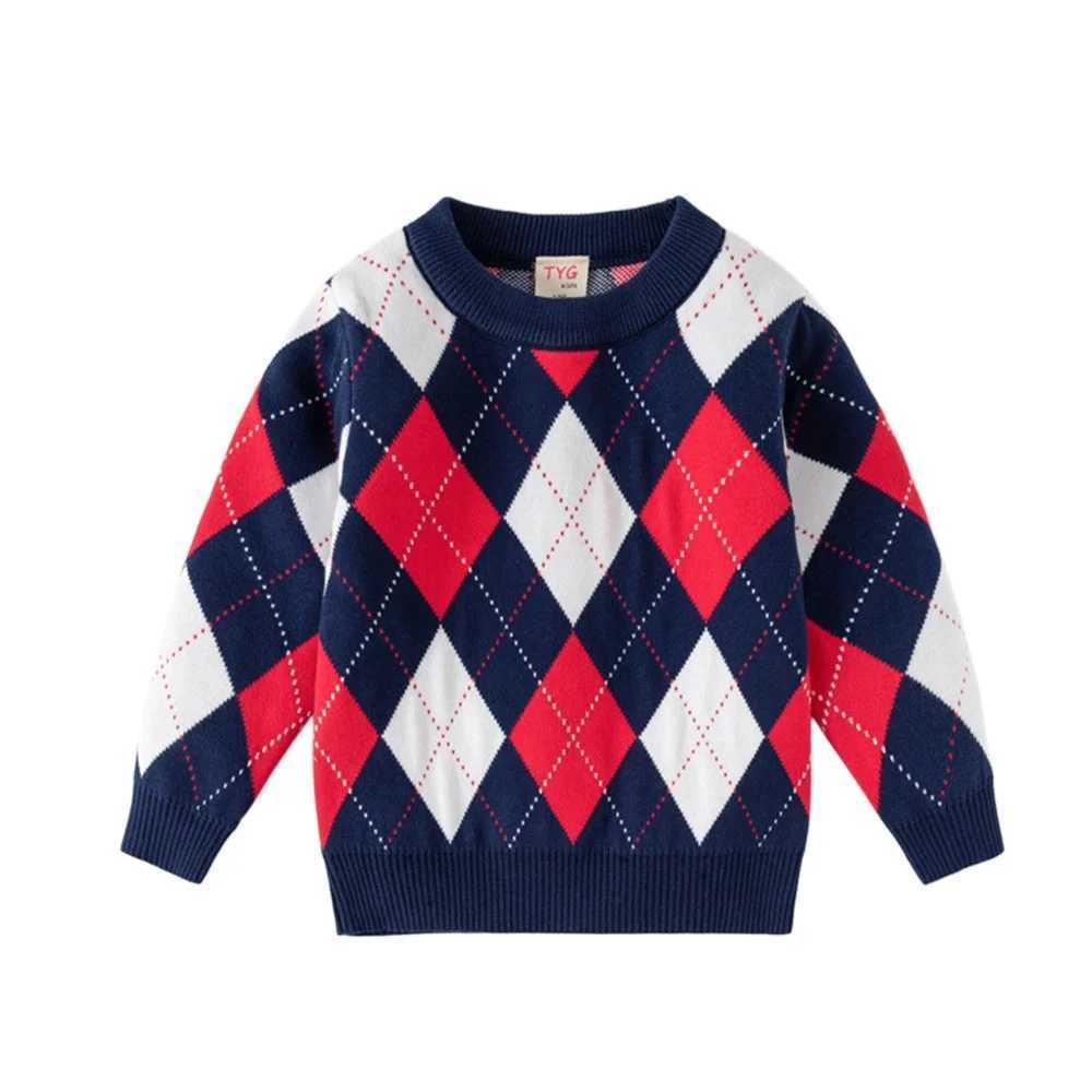 Arrivals Pullover 2026 Boys New Girls Long Sleeve Diamond Grid Sweaters Baby Clothes for Autumn Winter Seasonal Children's Clothing C260921