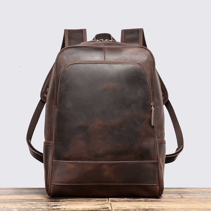 Style Vintage Men's Crazy Backpack Horse Leather Backpack Fashion Travel Backpack Large Capacity College Style Schoolbag Laptop Bag H260922