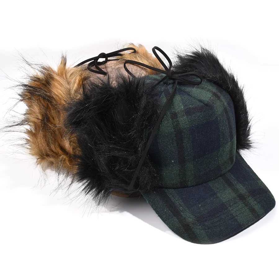 For Winter Caps Corduroy Women Baseball Men Fashion Warm Thick Furry Faux Fur Earflap Hats Retro Letter Embroidery Snapback Hat M260921