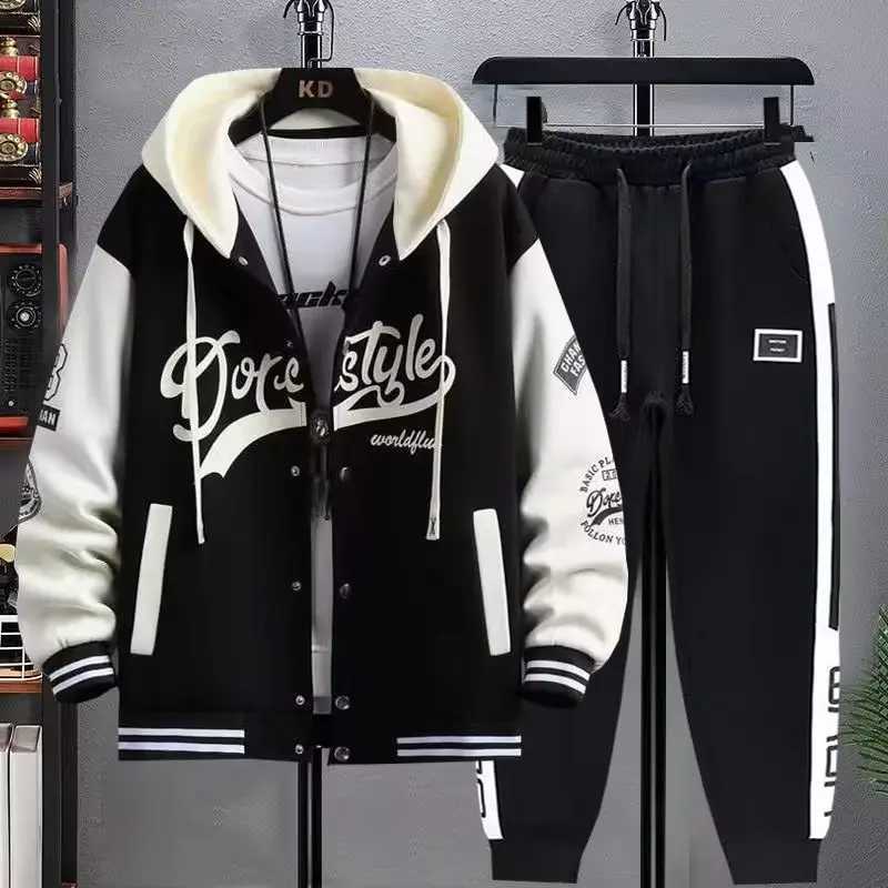 Spring Men's Autumn Tracksuits Men's Sets Korean Fashion Two Piece Set Graphic Hoodies Jacket+Sweatpants 2024 Men Clothing Tracksuit Sets