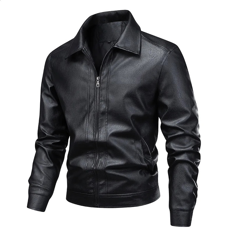 Men's Slimming Leather Jacket Spring Casual Lapel Coat Windproof Top for Men 260921