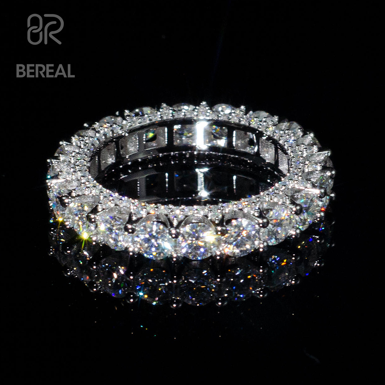 Wholesale Real Moissanite Eternity Engagement Band Ring Iced Out Vvs Lab Grown Diamond Wedding Ring