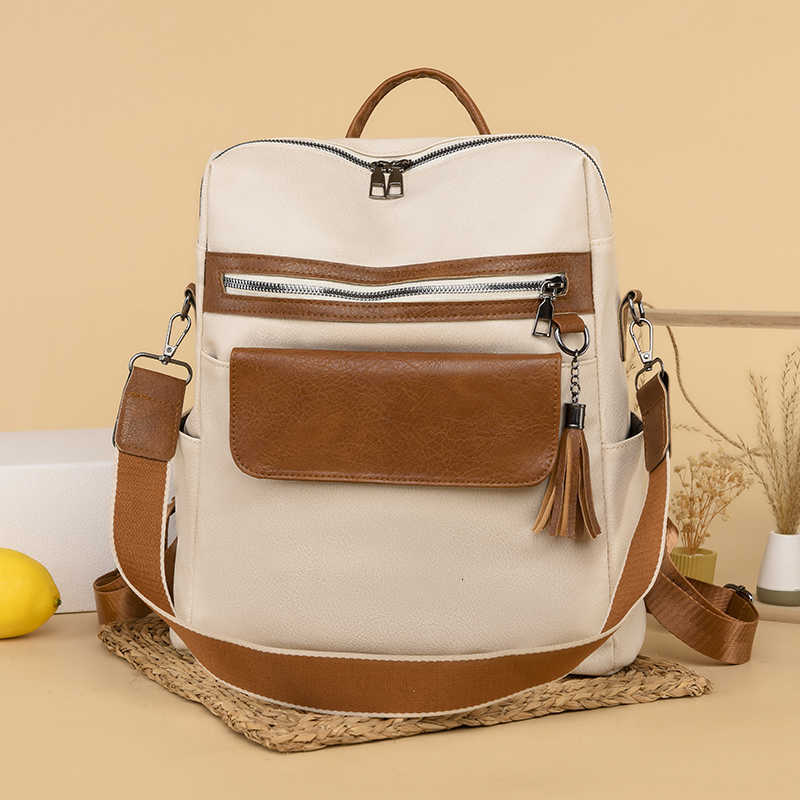 PU High Quality Backpack Style Leather Backpack Women's Large Capacity Travel Backpack Leisure Student Bag 2024 New Shoulder Bag Backpacks H260