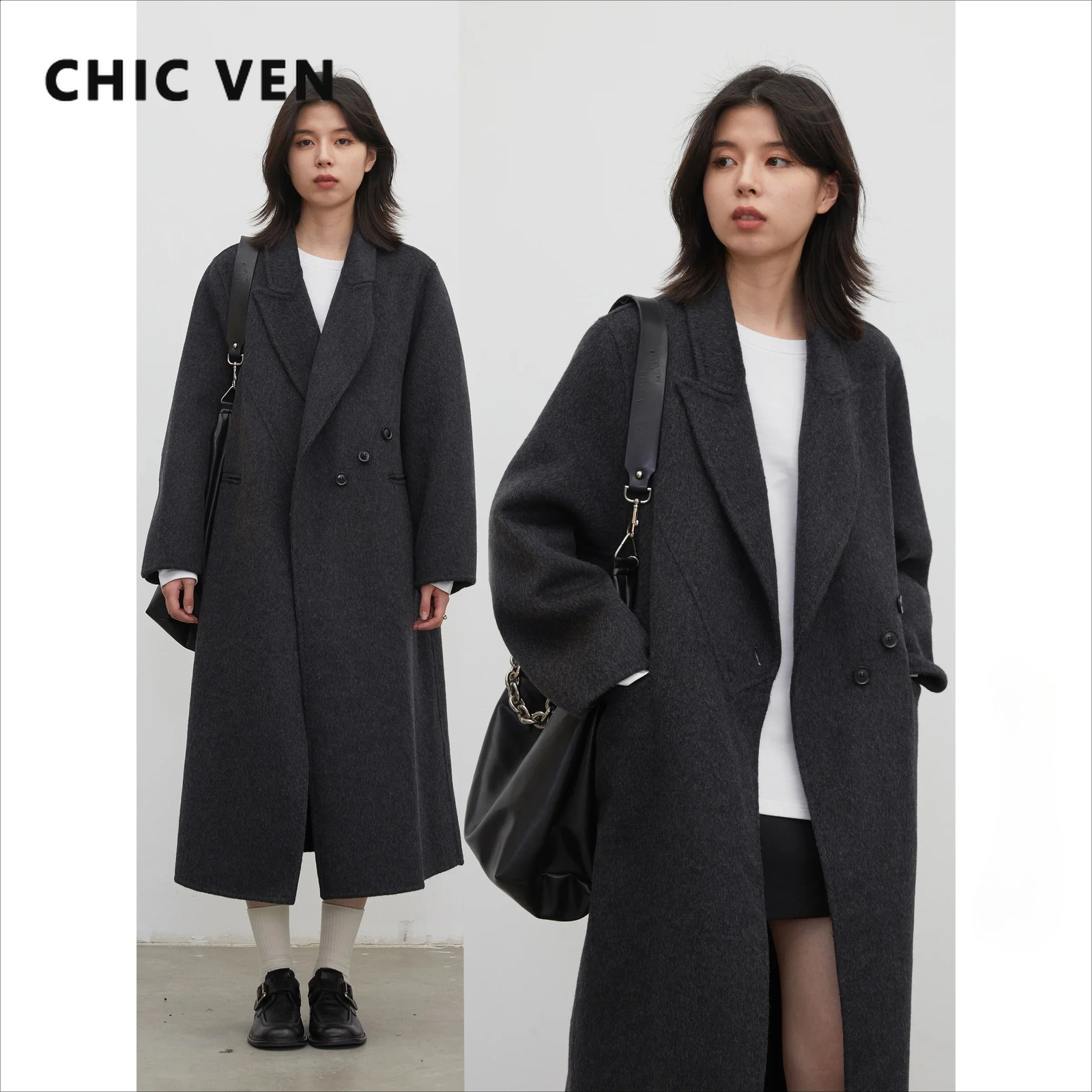 CHIC VEN Women Woolen Coats Korean Solid Loose Laple Double-sided Overcoats Fashion Office Lady Clothes Warm Autumn Winter 2026 260921