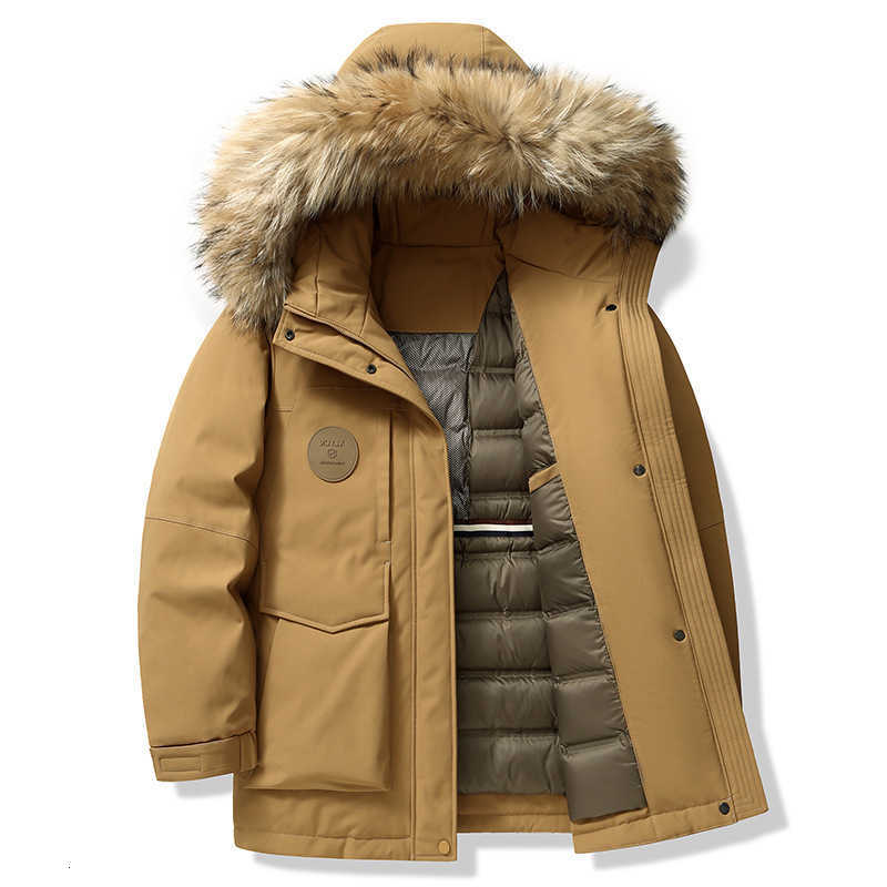 Winter Men's Casual Down Parkas Men's Warm Duck Down Jackets Streetwear Fur Collar Hat Detachable Hooded Puffer Coat Outdoor Thick Padded