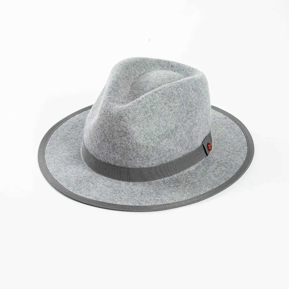 Hats Wide Brim Hats Bucket USPOP Autumn Winter Wool Felt Fedora Hat Casual Button Strap Trim Wide Brim Hat N260921