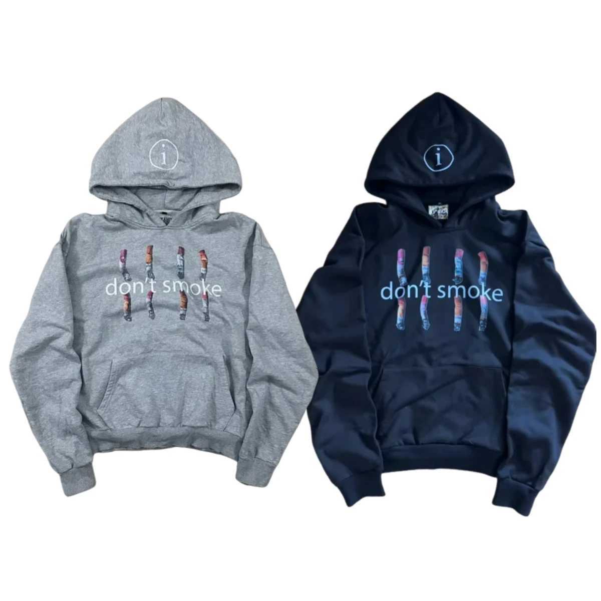 Men's Hoodies Sweatshirts Y2K Men Hoodie Gray Dont Smoke Print Loose Top Sweatshirt Men Women Vintage Classic Hip Hop Streetwear Tracksuit Men