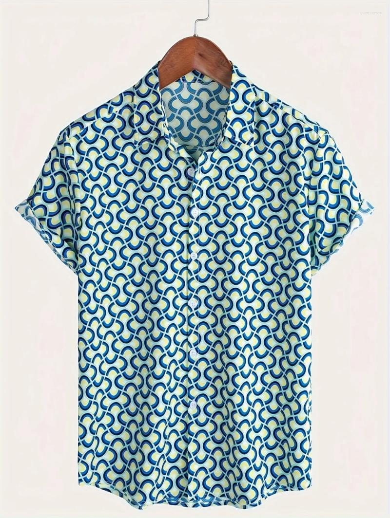 Mens Striped Casual Shirts Holiday Short Sleeve Vintage Lapel Shirt Hawaiian Summer Tops Oversized Men's Clothing