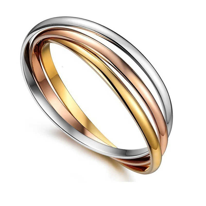 Rings 3pcs Band Set StainlESS Steel Tricolor Bangles Women's Third BirtHDay Wedding Anniversary High-end Jewelry Bracelets GiftT260922