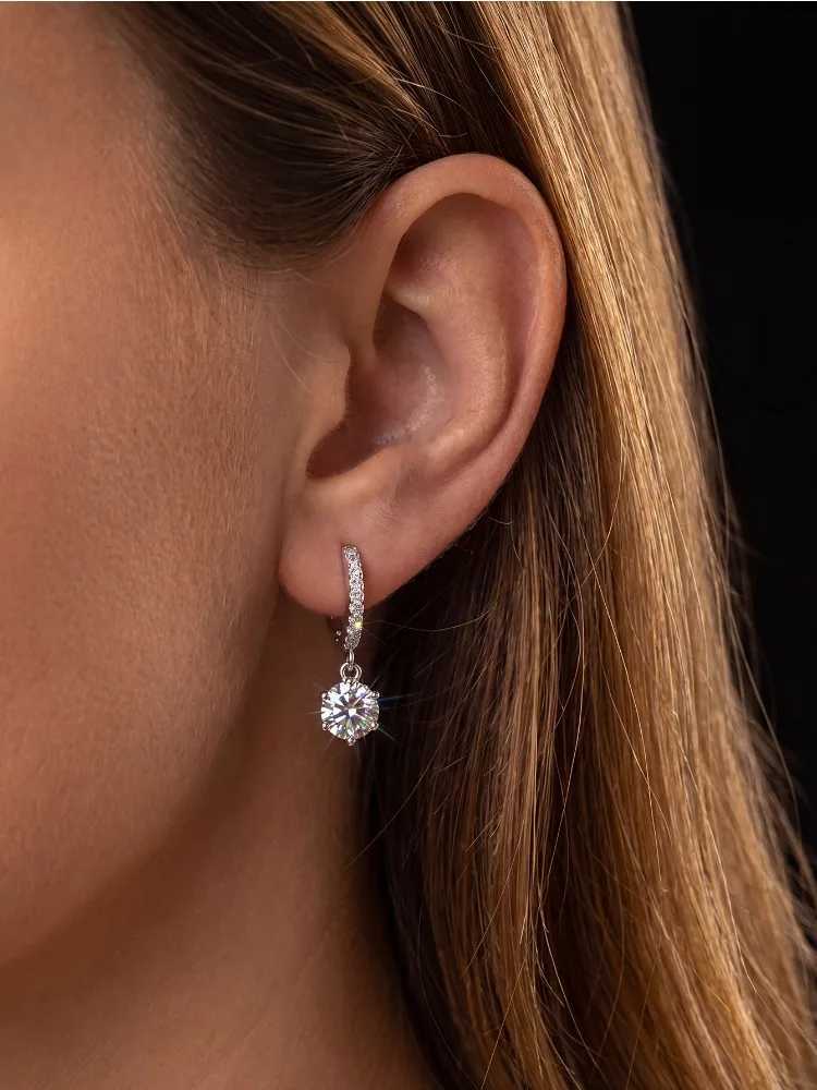 Stud Brilliant 1CT Certified Moissanite Diamond Hoop Earrings for Women 925 Sterling Silver Gift Real High Quality Fine Jewelry X260921